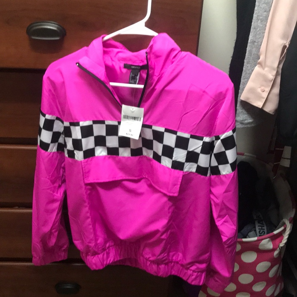 Retro theme hot pink jacket from forever 21